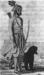 Картина 1813 года: "Менах со своей афганской борзой"